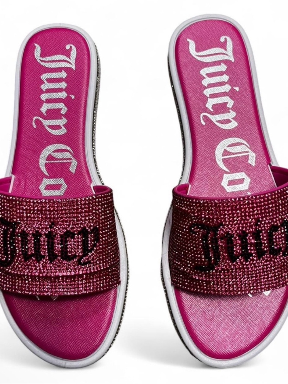 Juicy Couture Pink Sparkly Rhinestone Summer Ready Sandals Y2K